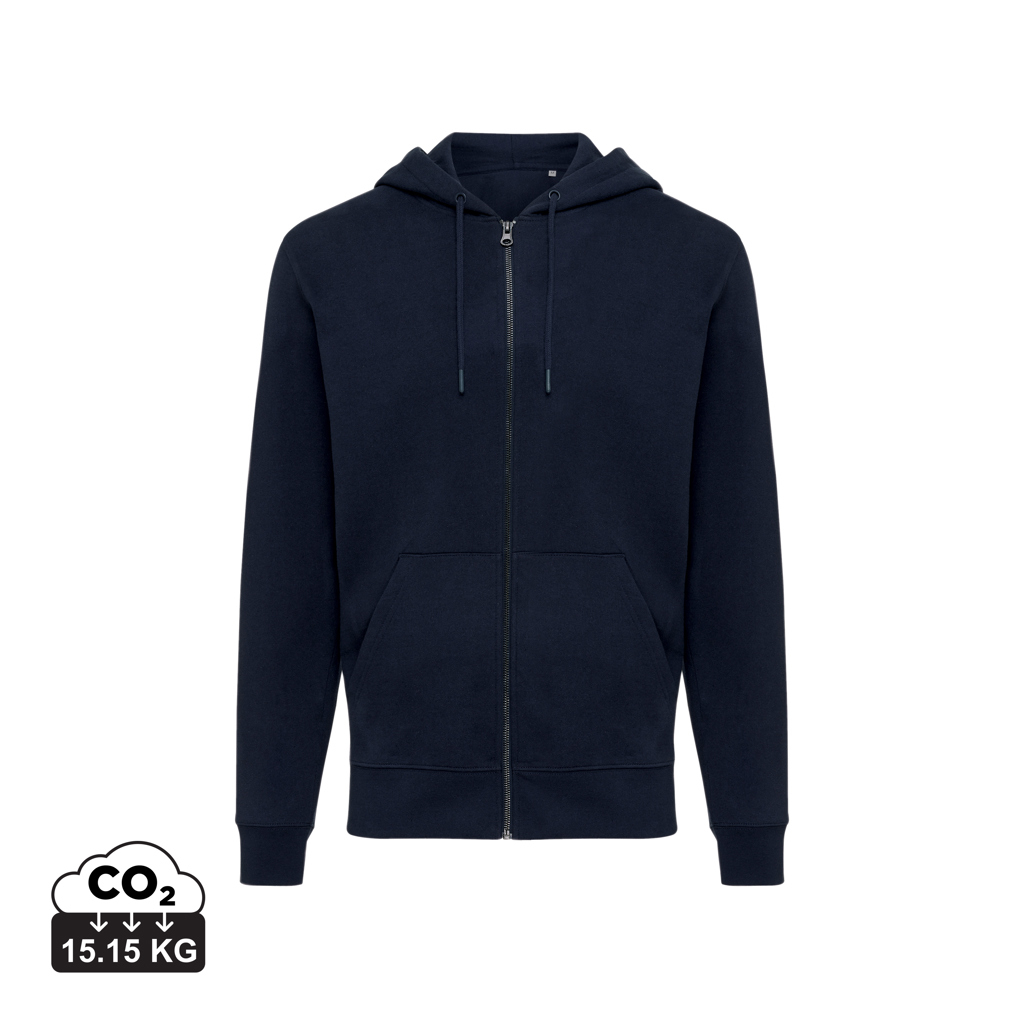 Sweat publicitaire à capuche unisexe coton recyclé Iqoniq Abisko Bleu marine